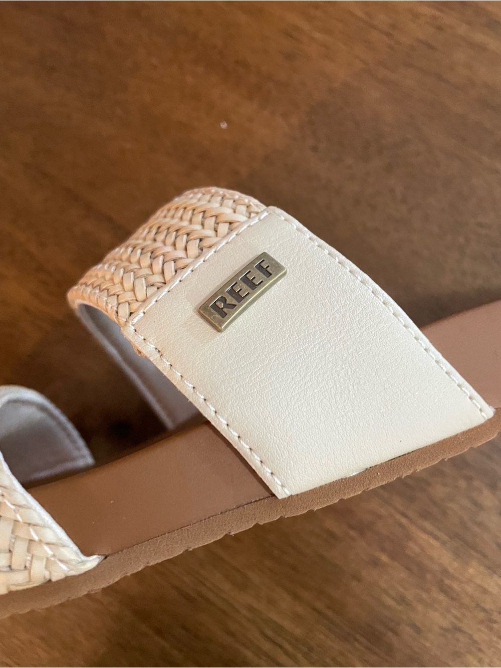 Reef Double-Strap Slide Sandals in Brown and Cream - Picture 6 of 9
